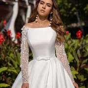 Detachable Train | Bow | Long Sleeve Wedding Gowns - Gorgeous Gowns 4u